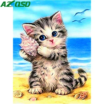 AZQSD Diamond Tikandid Loomade Kass Diamond Maali ristpistes Mosaiik Mere Käsitöö Home Decor Pilt Kive Seina Art