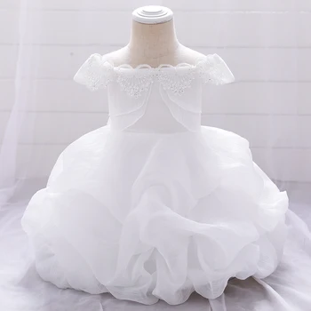 Baby Girl Dress 1 Aasta Sünnipäeva Kleit Valge Pits Ristimine Vestido Infantil Printsess Kleidid Pulmapidu Ristimine Riided