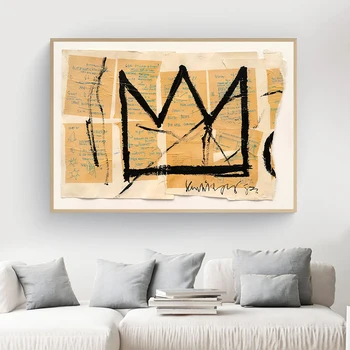 Basquiat Abstraktne Lõuend Maali Street Graffiti Seina Art Plakatid ja Pildid Kuninga Kroon Seina Pildid elutuba Decor