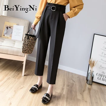 Beiyingni Kõrge Vöökoht Ülikond Püksid Naiste Vintage Klassikaline Slim Asukoht Daamid Püksid Tiivad Vabaaja Korea Stiilis Püksid Naiste Retro