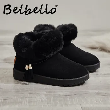 Belbello Talve uus stiil, Super kuum lumi tüdruk Õpilased paksenema soojad poolsaapad Mood hoida soojas mugavad Vabaaja jalatsid