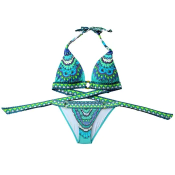 Bikinis Määra Uus Saabumist Beachwear Erisoodustuse Paisley tüdruk Bikini Supelpüksid Roheline Trükkimine Ujumistrikood Seksikas Naiste
