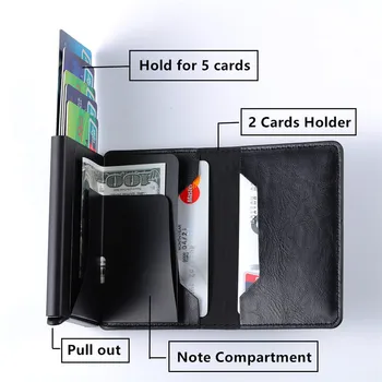 BISI GORO RFID-Alumiiniumi Sulamist Krediitkaardi Omanik PU Nahast Rahakott Kaardi Kaardi Omanik Mehed Naised Automaatne Pop-Up Kaart Juhul