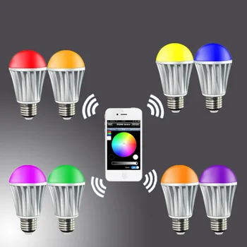 Bluetooth led pirn lamp E27 AC100-240V 7.5 W värvikas muutlik + soe valge nutikas telefon Wireless home tooted