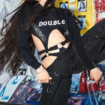 Calelinka Must Goth Naiste Lahe Hipster Bodysuit Punk Sport Bodysuits Prindi Stiilne Suur Õõnes Välja Seksikas Sügis Naiste Pikad Varrukad