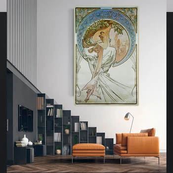 Citon Alphonse Mucha《Luule》Lõuend Kunsti Õli maali Kunsti Plakati Pilt Seina Decor Kaasaegse Kodu elutoa Kaunistamiseks