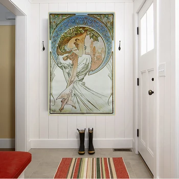 Citon Alphonse Mucha《Luule》Lõuend Kunsti Õli maali Kunsti Plakati Pilt Seina Decor Kaasaegse Kodu elutoa Kaunistamiseks