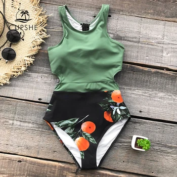 CUPSHE Roheline Miss U Print Ühes tükis Ujumistrikoo Naistele Seotud Vibu Cutout Tank Monokini 2021 Uus Tüdruk Rannas Supelda Suit Supelrõivad