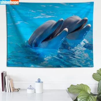 Custom Dolphin vaip seina riputamise tapestry kodu kaunistamiseks ristküliku magamistoas seina art tapestry 140X250cm