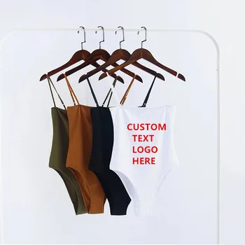 Custom Logo Naiste Ühes Tükis Siiami Camisole Bodysuit Eemaldatavad Rihmad Naiste Paigaldatud Jersey BodySuit Bandeau Toru Top