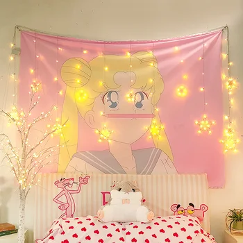 Custom Trükitud vaip Kolledži dorm Tekid Sailor Moon Cartoon Seina Vaip,, mis rippus Free star tuled 2020. aasta Uus seinakattetööd