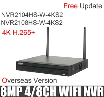 Dahua 4ch 8ch wifi nvr NVR2104HS-W-4KS2 NVR2108HS-W-4KS2 toetada H. 265+ 8MP asendada NVR2104HS-W-S2 traadita võrgu diktofon