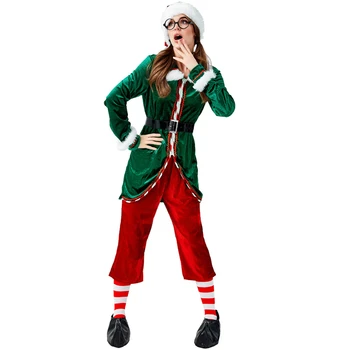Deluxe Naiste Rohelised Jõulud Elf Cosplay Kostüüm Halloween Kostüüm Täiskasvanud Karneval Osaline Ülikond