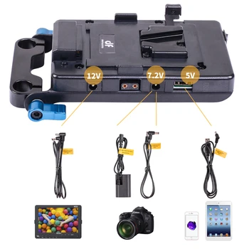 DF DIGITALFOTO Toide süsteem koos USB port DSLR v paigaldage aku toiteplokk V lukk kaamera video aku plaat essentials