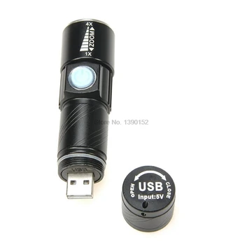 Dhl 100tk praktilisi 3 Režiimi Taktikaline Flash Valgus Mini Taskulamp Zoom Laetav Võimas USB LED Taskulamp Väljas Reisi