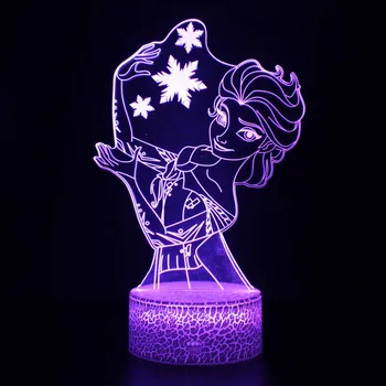 Disney Külmutatud Printsess 3d Light Anna Elsa Olfa Figuriin Tüdrukud LED Night Light Magamistuba Teenetemärgi Tabel Lamp Sünnipäeva Kingitused