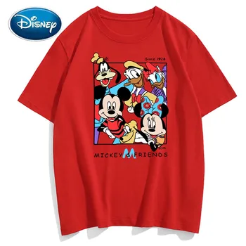 Disney Minnie Miki Hiir Ja Piilupart Donald Daisy Tobe Kiri Cartoon Paarid Unisex Naiste T-Särk Puuvillane Lühikesed Varrukad Top 10 Värvi