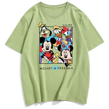 Disney Minnie Miki Hiir Ja Piilupart Donald Daisy Tobe Kiri Cartoon Paarid Unisex Naiste T-Särk Puuvillane Lühikesed Varrukad Top 10 Värvi