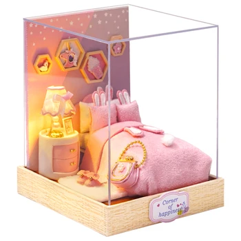 DIY Nukumaja Mööbel Kääbus Puidust Miniaturas Doll House Box Theatr Mänguasjad, Laste Sünnipäev Kingitused Casa Seemne Maailma QT28