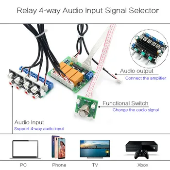 DIY Relee 4-way Audio Sisend Signaali Lüliti Üleminek RCA Audio Switch Input valimiskomisjon AC6-20V/DC7-30V DIY komplektid