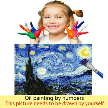 DIY Värvide numbrid Valge roosi Vincent van Goghi maalid pilte komplektid täiskasvanud lapsed harjutavad värvi