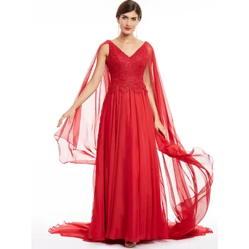 Dressv punane v-kaelus pikk õhtu kleit odav profileerimine pits pulmapidu ametliku kleit rida õhtukleidid