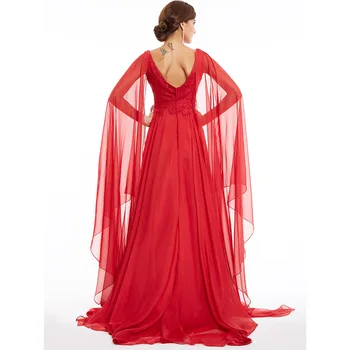 Dressv punane v-kaelus pikk õhtu kleit odav profileerimine pits pulmapidu ametliku kleit rida õhtukleidid