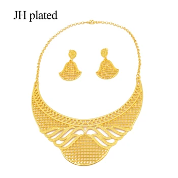 Dubai uus, luksuslik 24K Kuld värvi ehete komplekti Ornament ehete komplekt naistele Naiste kaelakee, kõrvarõngad Aafrika naine kingitus komplekt