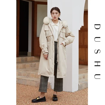 DUSHU Pluss suurus kõrge vöökoht ruuduline vabaaja püksid capri Naiste streetwear elegantne pikad püksid Sügis-talvine naiste ülikond püksid