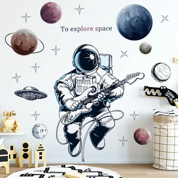 Eemaldatav Seina Kleebis Cartoon Astronaut Piloot Ruumi Planeedi Varajase Hariduse Dekoratiivne Kleebis Maali isekleepuvad Tapeet