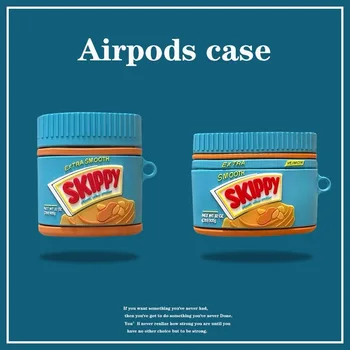 Eest AirPods Pro Coque Armas 3D maapähklivõi Pudel Silikoon Kõrvaklappide puhul Apple AirPods 1 2 Seista Peakomplekt Kate Konksu