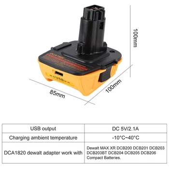 Eest Dca1820 18V USB Adapter Tööd Dewalt Max Xr Dcb200 Dcb201 Dcb203 Dcb203Bt Dcb204 Dcb205 Dcb206 Kompaktne Batteri