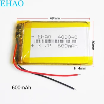 EHAO 403048 3.7 V 600mAh Liitium-Polümeer LiPo Laetav Aku Mp3-GPS-bluetooth-raamatu bluetooth kõlar
