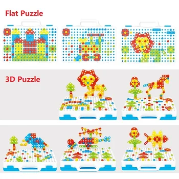 Ehitusplokid Electric Drill Mänguasi Lastele Varakult Hariduslik Mänguasi Kokku Pandud Mosaiik Puzzleed Mängud Teeselda Mängida Mänguasi Lastele Kingitus