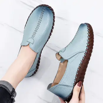 Ehtne nahk korterid naiste vabaaja Classic kingad naiste sügis 2020 fashion nahast kingad naine korterid