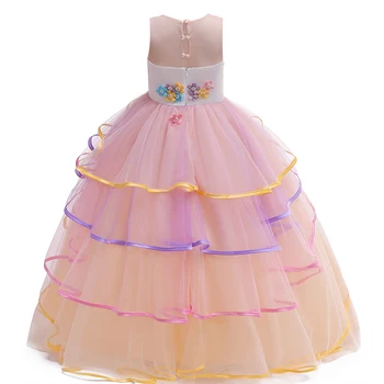 Eksklusiivne Uus Kandmise Ükssarvik Kook Tüdrukud Kleit, Elegantne Ja Üllas Printsess Kleit Värviga Õhtu Pool Kleidid Uus Aasta Kostüüm