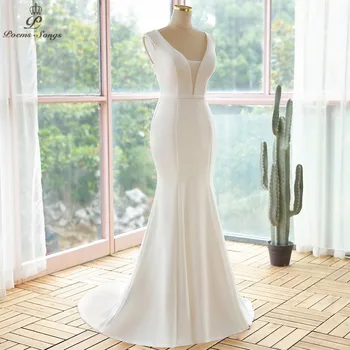 Elegantne, Seksikas, Sügav V Kaela lihtne stiil merineitsi pulm kleidid 2020 rüü de mariee pruut kleit abielu kleit vestido novia