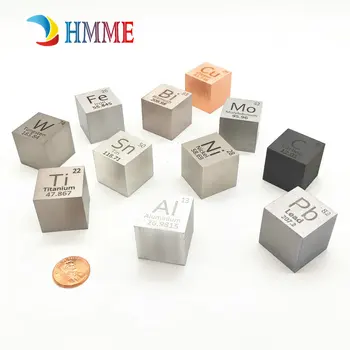 Element Cube 25.4 mm 1 Inch Metal Destillatsioonil molaarmass, Tihedus Korrapärase Kogumise Cu Plii Bi Sn Al Titaan-Volfram-Mo C Ni