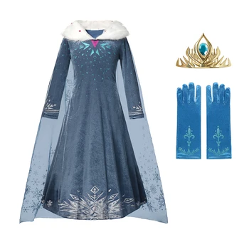 Elsa Tüdrukute Kleit Tuhkatriinu Kleit Tüdrukud Peokleidid Lihavõtted Karnevali Kostüüm Tüdrukud Printsess Kleit Lapsed Riided Sinine