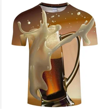 Eripakkumine Õlu 3D Print T-Särk, Naiste, Meeste Naljakas Uudne Lühikese Varrukaga Topid Unisex Riided Riided Camisetas para hombres