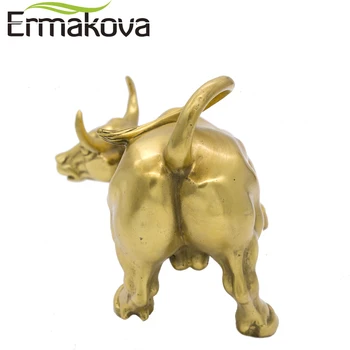 ERMAKOVA Golden Messing Laadimine aktsiaturg Bull Figuriin Wall Street Bull Ox Kuju Feng Shui Scuplture Home Office Decor