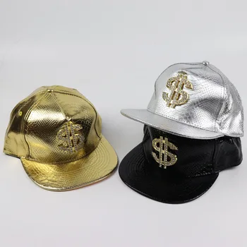 Euroopa andAmerican dot diamond raha sümbol nahast hip-hop hip-hop müts sügisel ja talvel meeste ja naiste korter serv baseball cap
