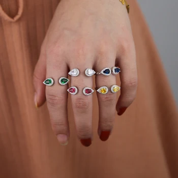 Euroopa elegantsi täis sõrme cz ring korrigeeritud avatud disaini eri värvi cz kivi Trendikas sõrmustes