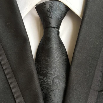 Fashion Stiilne Disain Necktie 8cm Klassikaline Ametlik Must Paisley Kootud Pael Kõrge Kvaliteediga Hot Härrad Peigmees, Parim mees, lips