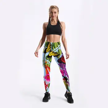 FCCEXIO Spordirõivad Liblikas Lilli Naiste Fitness-Treening Fashion Retuusid Digital Print Push Up Naiste elastsusjõu Legging