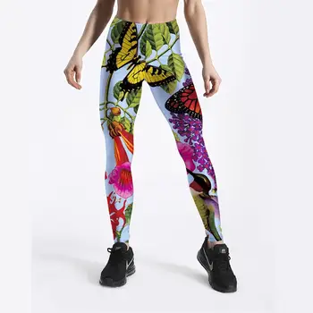 FCCEXIO Spordirõivad Liblikas Lilli Naiste Fitness-Treening Fashion Retuusid Digital Print Push Up Naiste elastsusjõu Legging