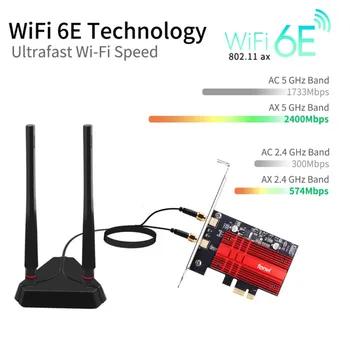 Fenvi Wi-Fi 6E Intel AX210 3000Mbps PCIe Traadita Võrgu Wi-Fi Wlan Adapter 2.4 G/5G/6Ghz 802.11 AX Bluetooth-5.2-Kaardi Windowsi 10