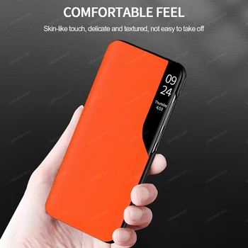Flip Case for Xiaomi Mi 10 Pro Juhul CENMASO Originaal Nahast Peegel Smart Aknas Kõrge Kvaliteedi Põrutuskindel Kate