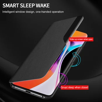 Flip Case for Xiaomi Mi 10 Pro Juhul CENMASO Originaal Nahast Peegel Smart Aknas Kõrge Kvaliteedi Põrutuskindel Kate