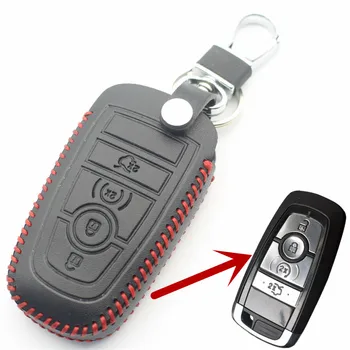 FLYBETTER Ehtne Nahk 4Button Remote Smart Key Juhul Kaas Ford Fusion/Uus Mondeo/Edge/Expedition Car Styling L69